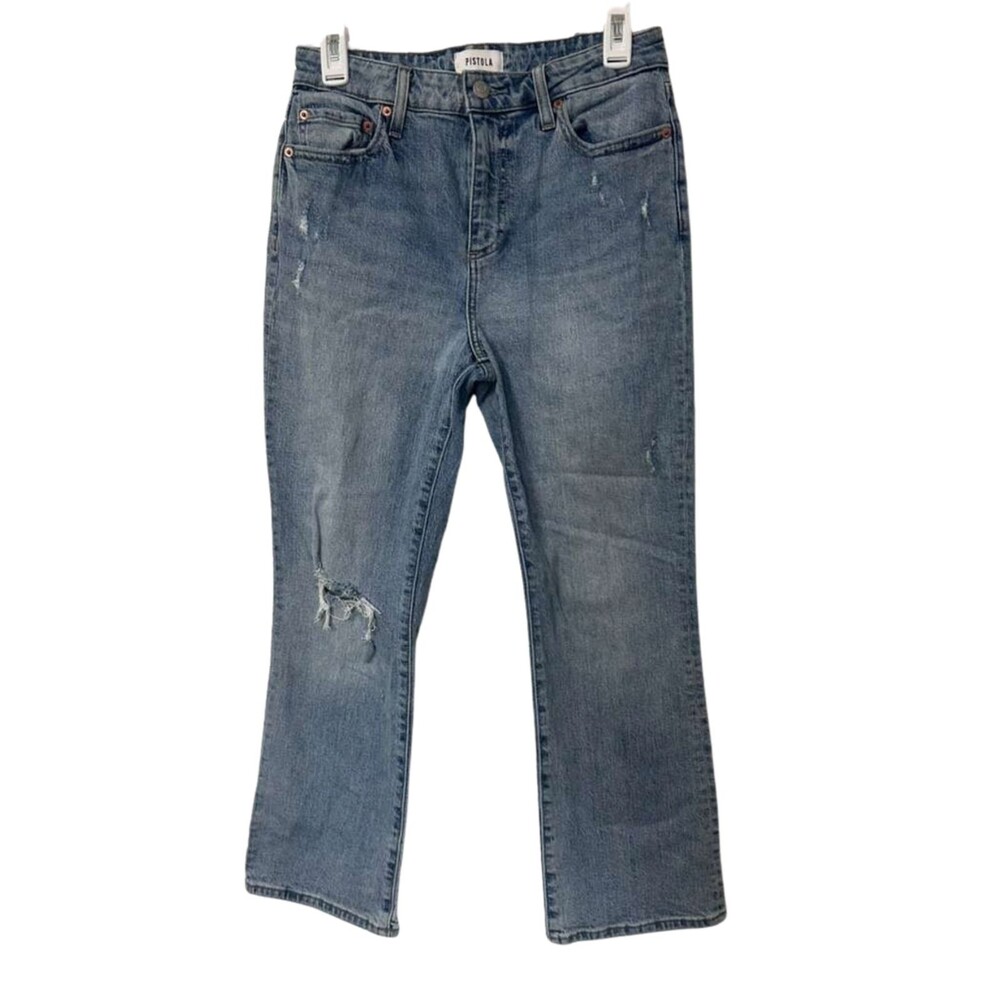 Pistola Distressed Ankle Bootcut Jeans Womens Size 28 Denim Light Wash Midrise